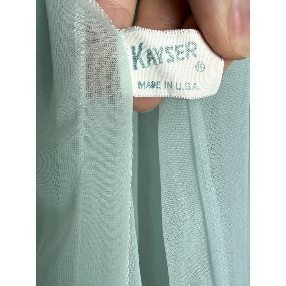 Vintage 60s Sea Foam Blue Green Lace Chiffon Nightgown Nightie Babydoll Robe LG - Picture 8 of 10